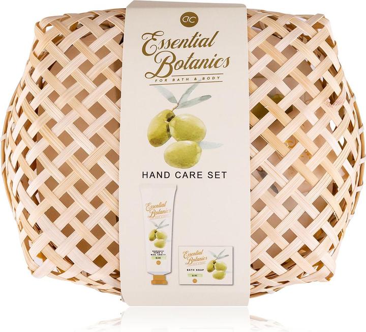 Image du produit Accentra Set de soin des mains ESSENTIAL BOTANICS - CLASSICS dans un panier en bambou, incluant 100g de (Set manucure)