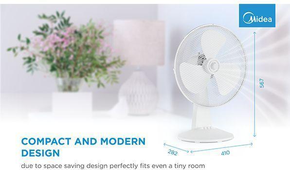 Immagine prodotto Midea Ventilatore da tavolo,, 3 velocità, meccanico, livello di rumore:, Oscillazione 80°, Inclinazione (60 dB)