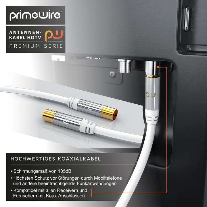Immagine prodotto Primewire Cavo antenna HDTV | Cavo coassiale premium 135dB / 75 Ohm | FullHD / 4k Ultra HD | Cavo TV (85 dB, Cavi antenna)