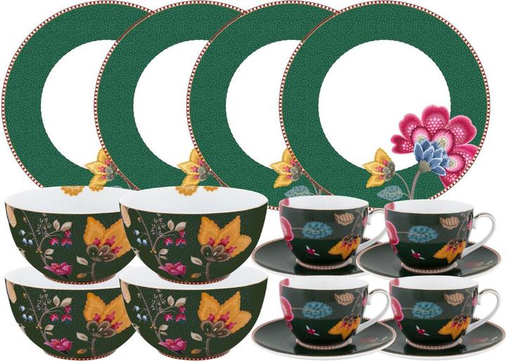 Immagine prodotto PIP Studio Set colazione Fantasy Green con tazza e piattino 12 pezzi (280 ml, 1 x)