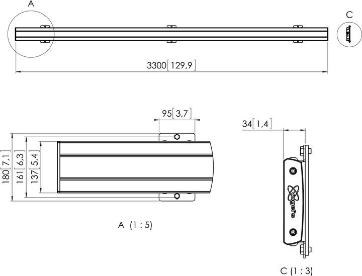 Immagine prodotto Vogels BARRA DI ADATTAMENTO PFB 3433 (Soffitto, Muro, Pavimento, 160 kg)