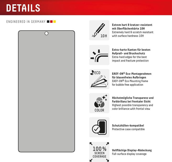 Actual product image Displex Privacy Glass, Privacy Full Cover Panzerglas (1 Piece, Samsung Galaxy S25 Ultra)
