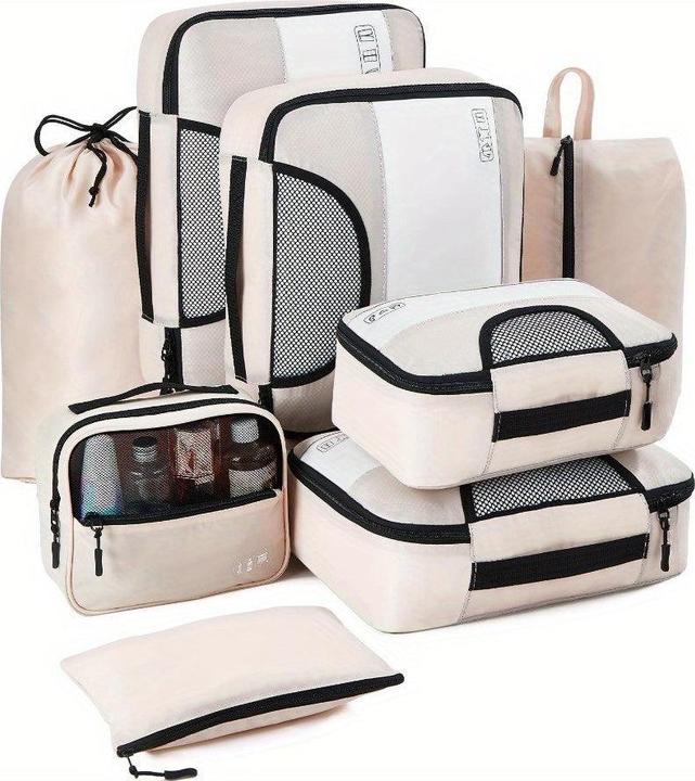 Image du produit Only-Bags.Store Jeu de 8 cubes de rangement - Organisateur de bagages en polyester de haute qualité avec poches