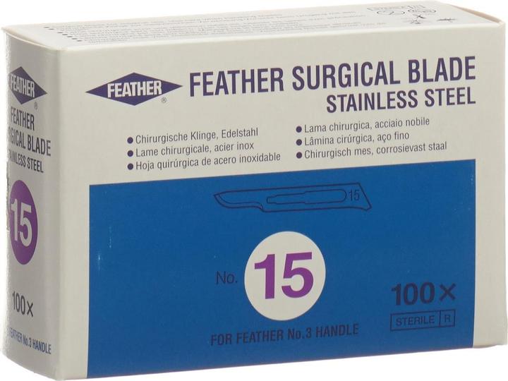 Actual product image Feather Scalpel blades sterile number 15, 100 pieces