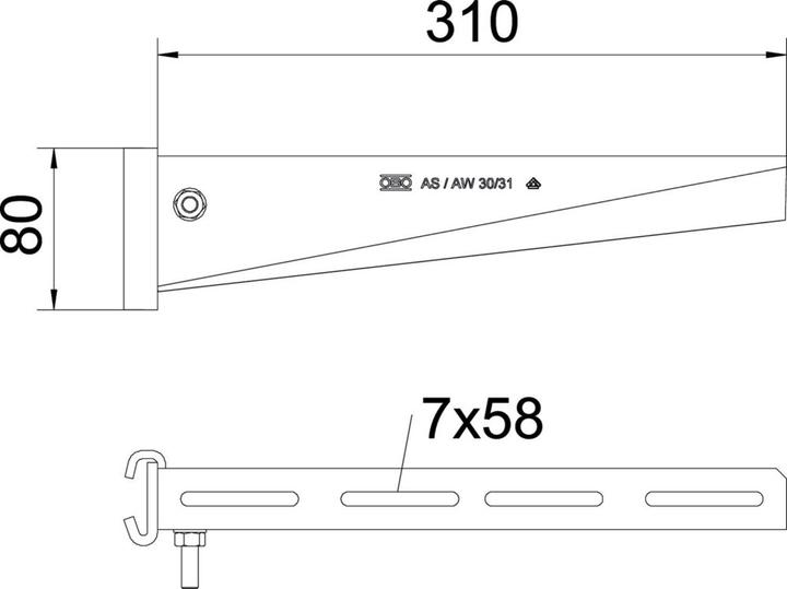 Actual product image OBO Bettermann OBO AS30/31 FT Stick arm f.IS8-Stiehl 310mm