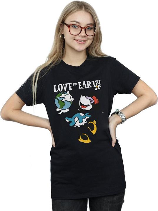 Actual product image Disney Womens/Ladies Mickey Mouse Love The Earth Cotton Boyfriend T-Shirt (3XL)