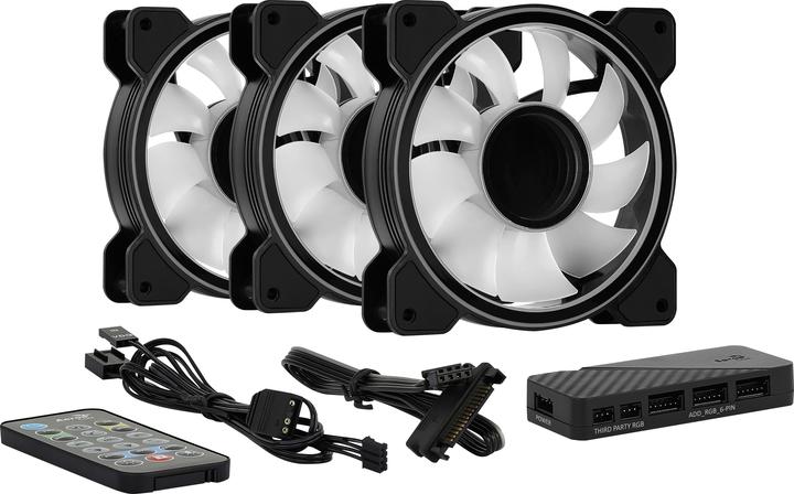 Actual product image AeroCool Mirage 12 ARGB Pro Computer Case Cooling Kit 12 cm Black (120 mm, 3 x)