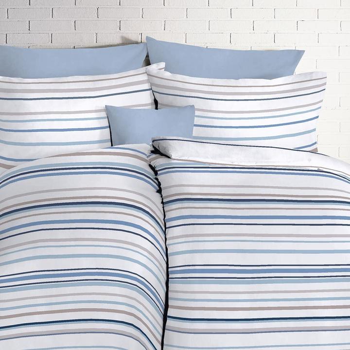 Produktbild Fleuresse Halbleinen Bettwäsche Provence Cassis Dilbeek blau leinen (Bettwäsche Set, 155x220 cm + 80x80 cm)