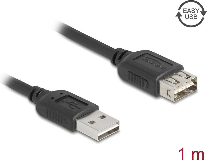 Delock USB 2.0 Verlängerungskabel EASY USB Typ-A Stecker zu Typ-A Buchse 1 m (1 m, USB 2.0)