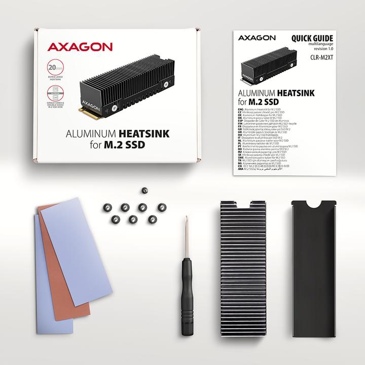Immagine prodotto Axagon CLR-M2XT Raffreddatore passivo per SSD M.2, alluminio - 2280