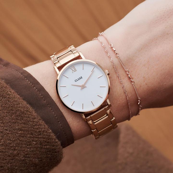 Actual product image Cluse Minuit Three Link Rosé (Analogue wristwatch, 33 mm)