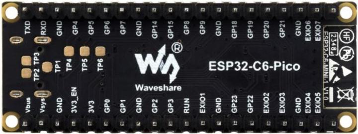Actual product image WaveShare ESP32-C6 Pico Mini development board with headers