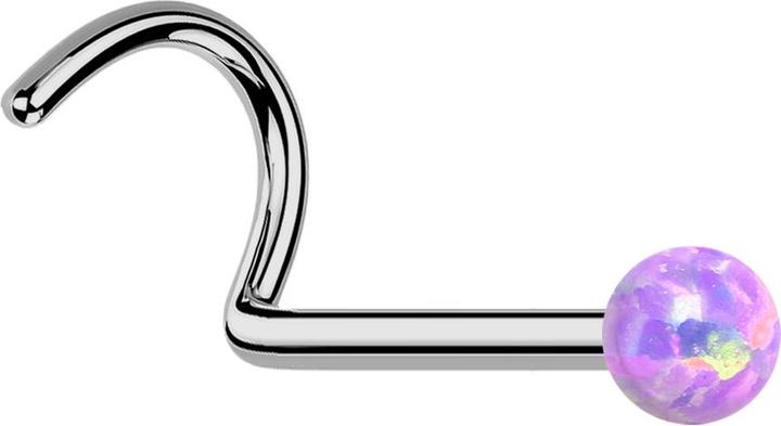 Produktbild Star Piercing Threadless Nasenstecker gebogen silber Opal violett (Titan G23, ohne Messing)