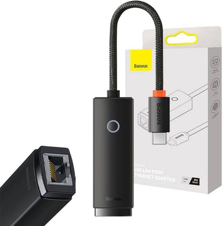 Produktbild Baseus Lite Series Ethernet Adapter Type-C to RJ45 LAN Port (100Mbps) Black (USB-C, RJ45 (1x))