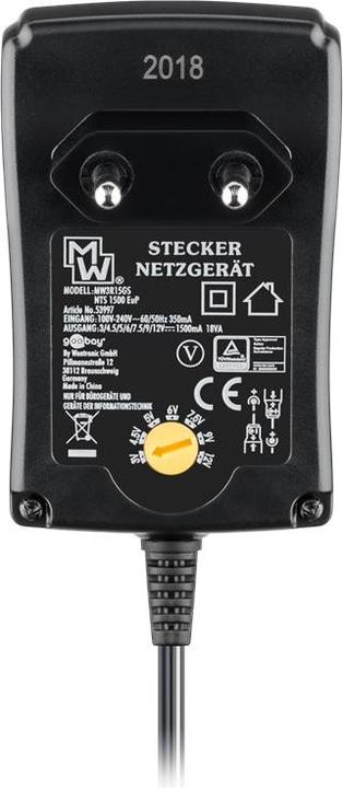 Produktbild Goobay 3 V - 12 V Universal-Netzteil 1.5A