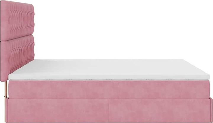 Produktbild VidaXL Ottoman-Bett mit Matratzen Rosa 200x200 cm Samt (200 x 200 cm)