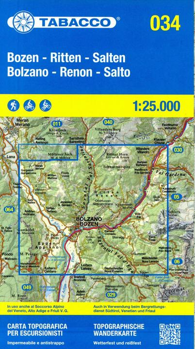 Produktbild Bozen, Ritten, Salten/Bolzano, Ritter, Salten/Bolzano, Renon, Salto. Carta topografica in scala 1:25