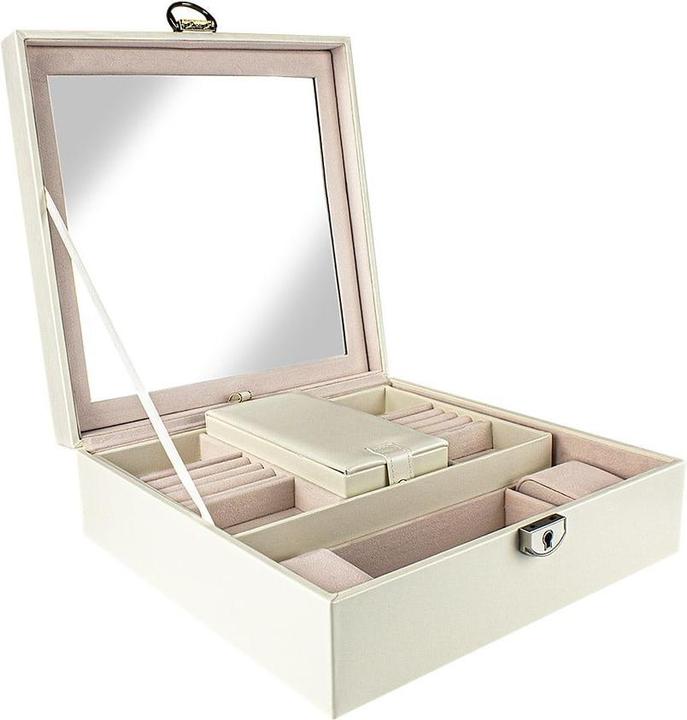 Actual product image JTI Quilted jewellery box with travel box - white