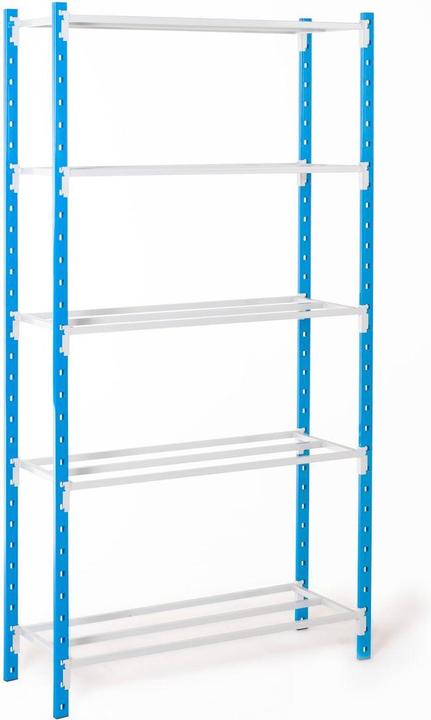 Manorga Plug-in shelving, 5 mesh shelves, basic bay, load capacity 122 kg/shelf, WxDxH 1250x300x2000 mm