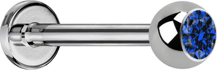 Star Piercing Micro Labret silber mit Kugel und Kristall dunkelblau (ohne Messing, Titan G23)