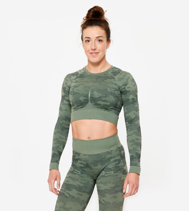 Actual product image Domyos Long sleeve shirt crop top ladies - green (XL)