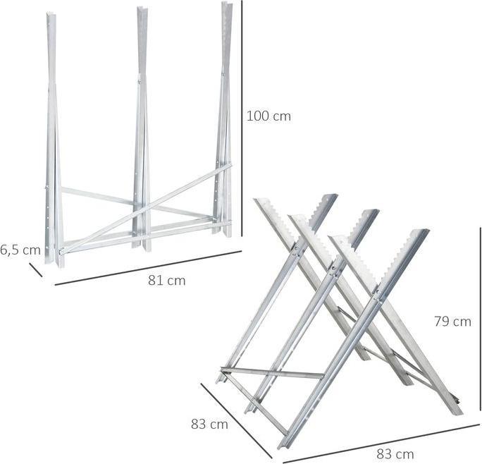Image du produit Swisshandel24 Chevalet de scie à chaîne pliant Cadre de scie pour bois de chauffage Métal argenté 83 x 83 x 79 cm (83 cm, 83 cm)