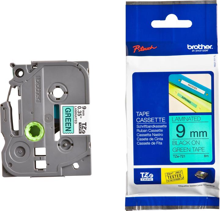 Actual product image Brother Tze-721 (0.90 cm, Green, Black)