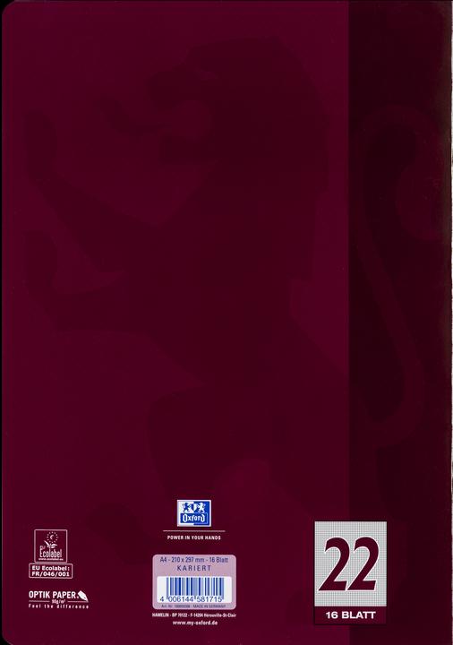Actual product image Oxford exercise book (A4, Checked, Hardcover)