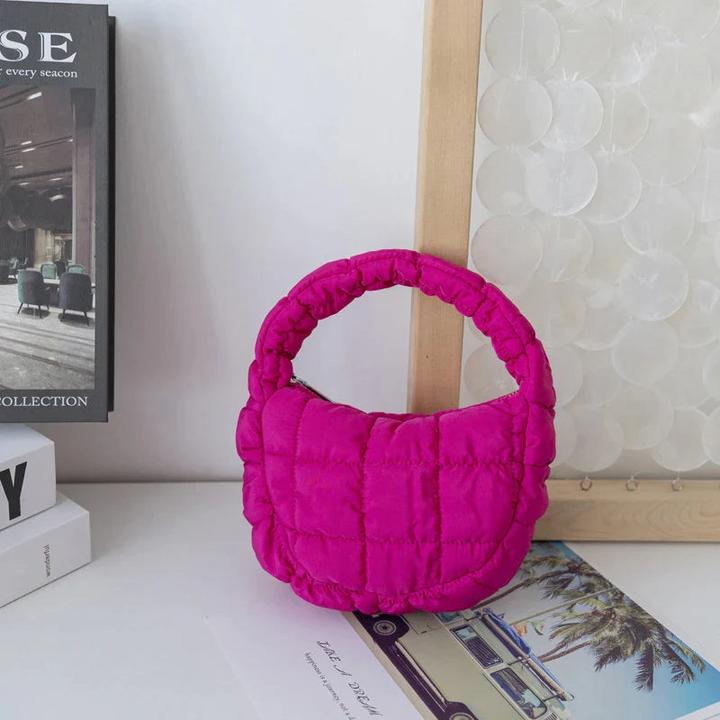 Immagine prodotto Only-Bags.Store Mini borsa trapuntata Circle Phone Purple Elegante Viola Morbido Nylon Imbottito