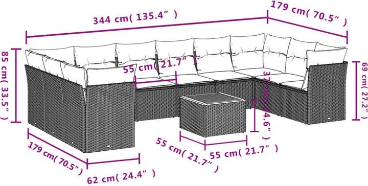 Produktbild VidaXL 10-tlg. Garten-Lounge-Set mit Kissen
