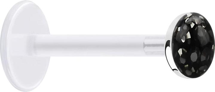 Produktbild Star Piercing Micro Labret transparent mit Kristallscheibe schwarz Epoxy Schutzschicht (ohne Messing, Bioflex, 925 Sterlingsilber)