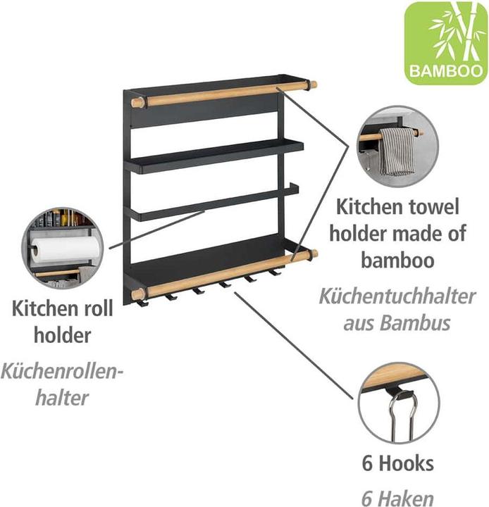 Actual product image Wenko Magnetic kitchen shelf Magna black