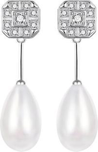 Actual product image Agato Silver Dangle Earrings With Zircons And Pearls (Zirconia)