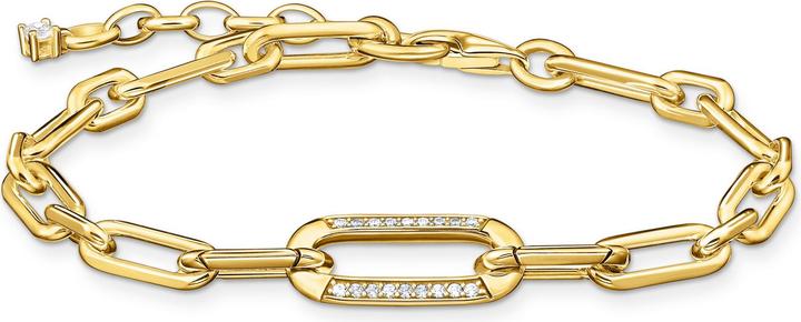 Immagine prodotto Thomas Sabo Bracciale a maglie placcato oro con elemento di ancoraggio incastonato in pietra (19 cm, Argento 925)