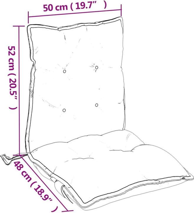 Actual product image VidaXL Low backrest cushions 4 pcs. Oxford fabric (100 x 50 x 7 cm)