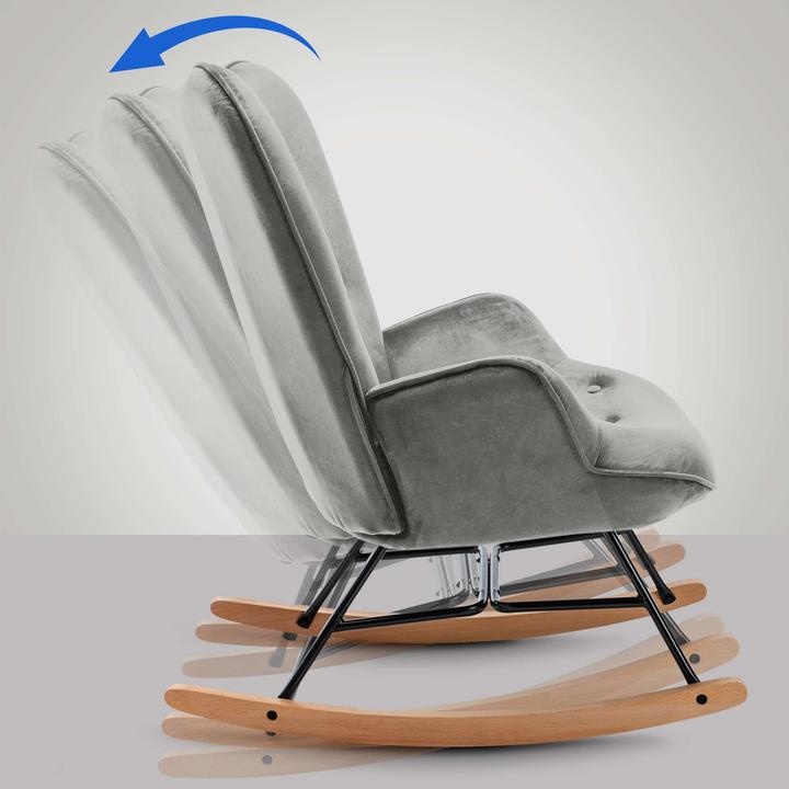 Actual product image CLP Sanka Velvet Rocking Chair, grey