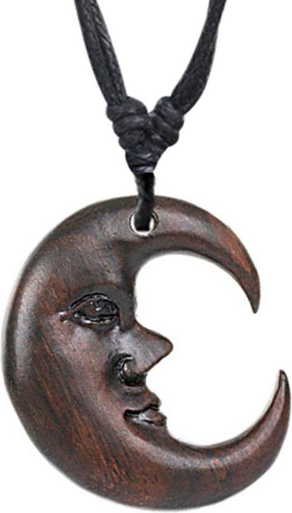 Immagine prodotto Star Piercing Halskette schwarz Anhänger Mann im Mond aus Narra Holz (senza ottone, Organico)