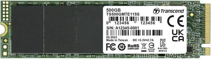 Produktbild Transcend SSD 500GB M.2 MTE115S (M.2 2280) PCIe Gen3 x4 NVMe (500 GB, M.2 2280)
