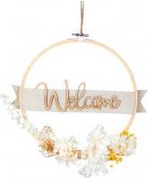 Produktbild IKO Holzkranz "Welcome" mit Blumendekoration zum Hänge