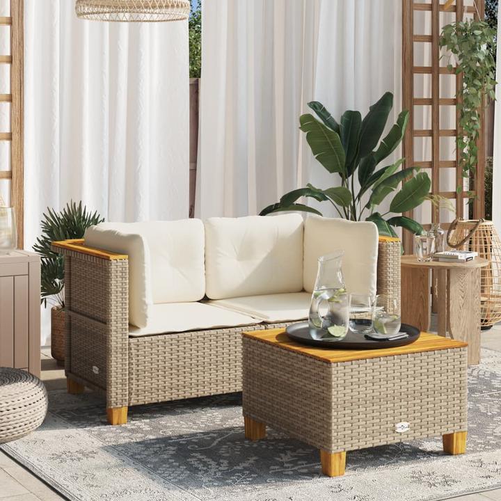 Produktbild VidaXL Garten Ecksofa Kissen Mittelsofa Gartensofa 2 Stk. Beige Poly Rattan