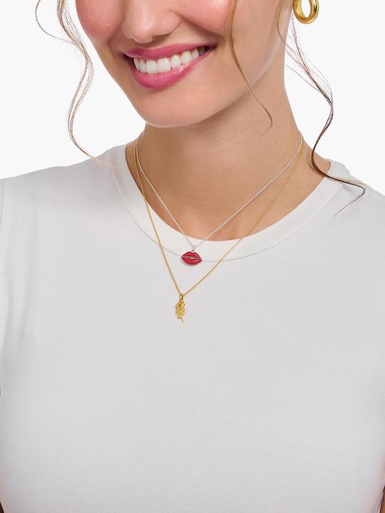 Produktbild Thomas Sabo Kette mit Rosen-Anhänger vergoldet (925er Silber, 750 Gelbgold Vergoldung, 38 - 45 cm)