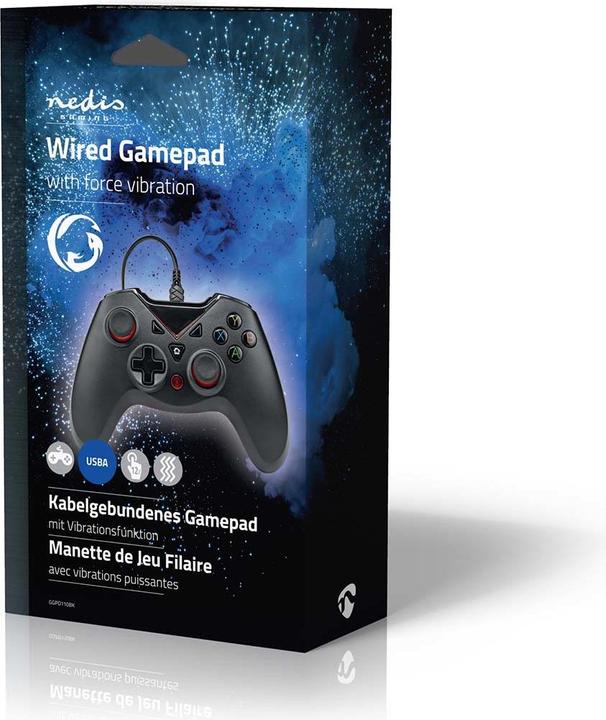 Produktbild Nedis Gamepad | USB Type-A | Stromversorgung über USB | PC | Anzahl Knöpfe: 12 | Kabellänge: 1.60 m (PC)