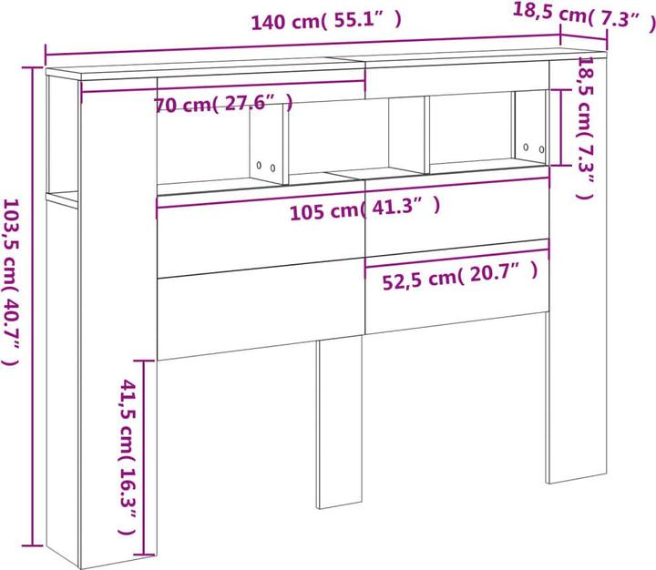 Produktbild VidaXL LED-Kopfteil (140 x 18.5 x 103.5 cm)