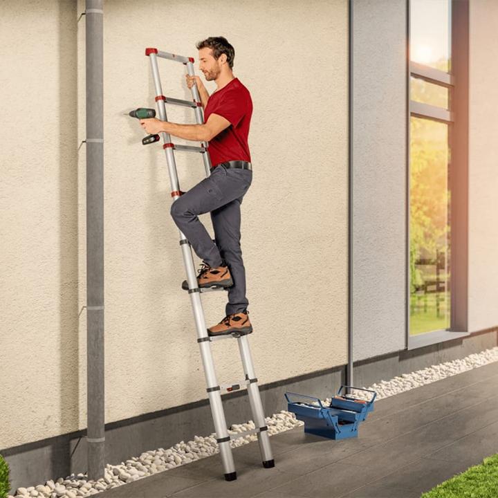 Produktbild Hailo FlexLine, Alu-Sicherheits-Teleskopleiter, 9 Sprossen (Anlegeleiter, 264 cm)