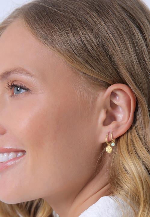 Image du produit Elli Boucles d'oreilles créoles plaquettes opale pierre précieuse set de 2 pièces 925 argent (Argent sterling 925, Opale Synthétique)