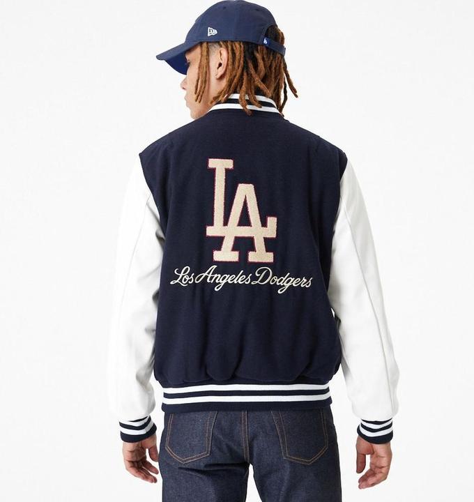 Actual product image New Era MLB Los Angeles Dodgers Large Logo Varsity Bomber Jacket Mens (XL)
