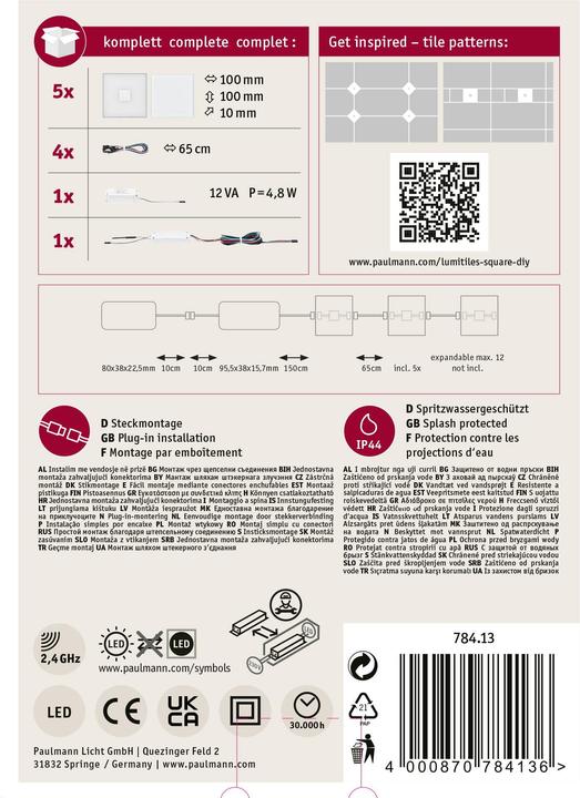 Produktbild Paulmann LumiTiles Square Basisset (RGBW, 1 cm, Indoor)