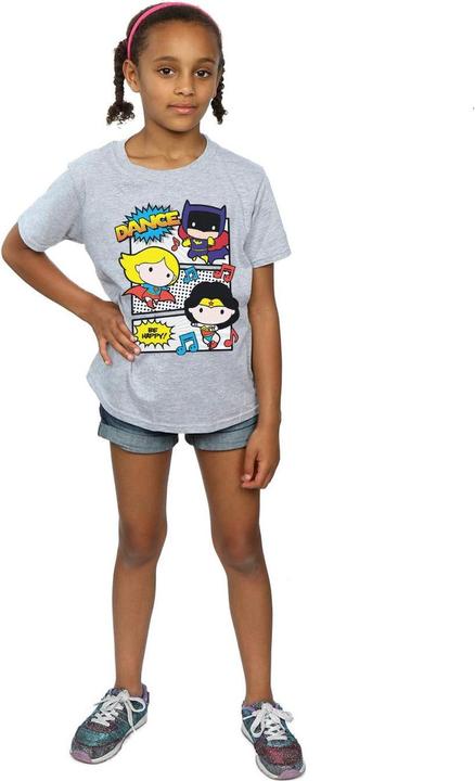 Actual product image Girls Chibi Super Friends Dance Cotton T-Shirt (140, 146)