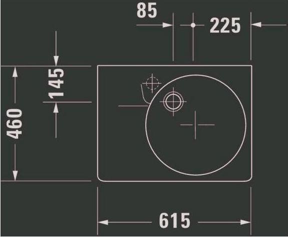 Produktbild Duravit Universalbecken SCOLA m ÜL HLB 615x460mm 1 HL Be rechts weiss (460 mm, 615 mm)