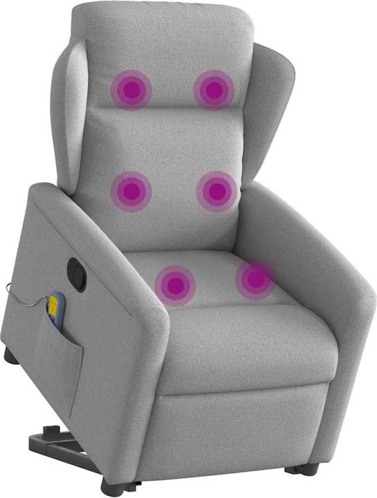 Immagine prodotto VidaXL Poltrona massaggiante con ausilio per la posizione eretta elettrica in tessuto grigio nuvola